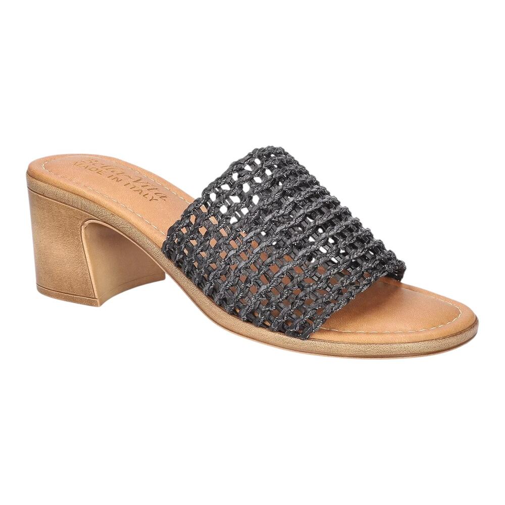 Bella Vita Women's Italy Eni-Italy Block Heel Sandals Black Woven Size 11 W